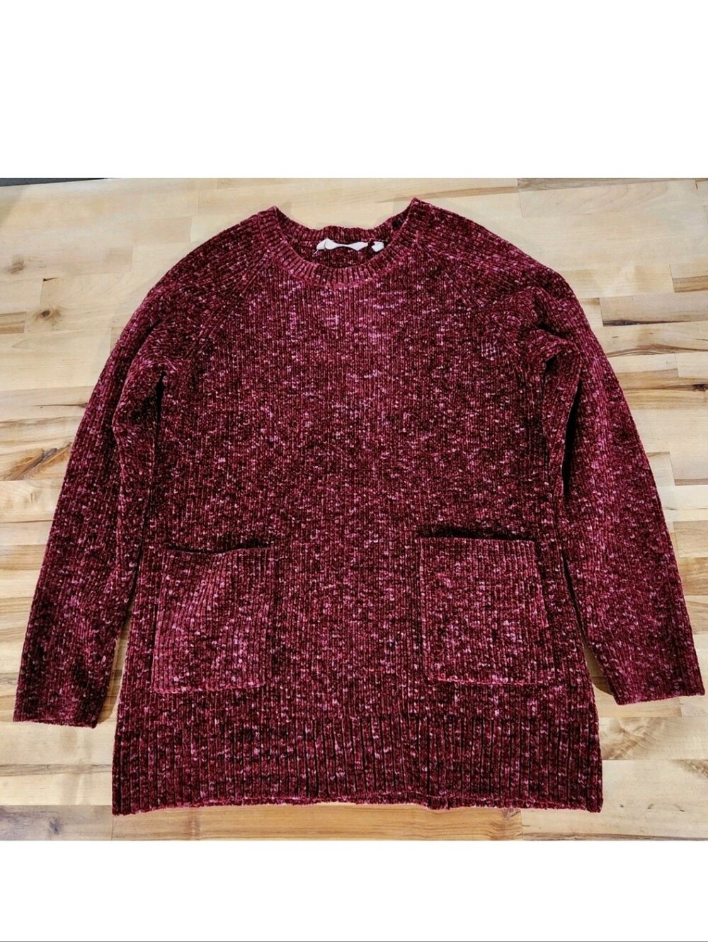 Soft Surroundings Chenille Tunic Sweater Size Small Red Marl Soft Plush Cozy